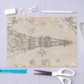 ヴィンテージフランスのエフィールタワーレトロデクページ 薄葉紙 (クラフト)