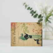 ヴィンテージフランスのエフェメラ女性ウィペットドッグフローラ ポストカード (スタンド正面)