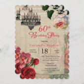 ヴィンテージフランスのエフェラフローラ60th誕生日パーティー 招待状 (正面/裏面)