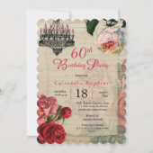 ヴィンテージフランスのエフェラフローラ60th誕生日パーティー 招待状 (正面)