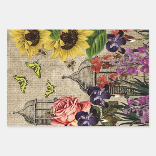 ヴィンテージフランスのエフエマデコップコラージュ3 ラッピングペーパーシート (正面2)