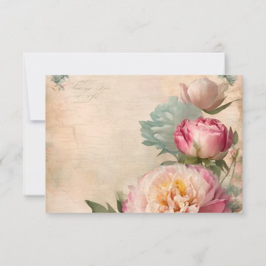 ヴィンテージフランスのエレガントフローラジャンク結婚ジャーナル 出欠カード (裏面)