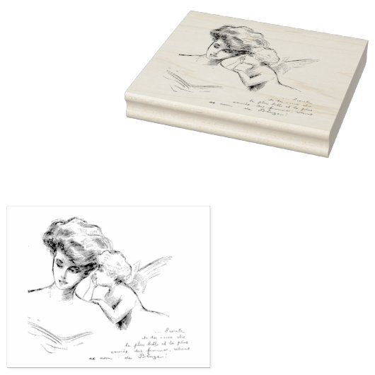 ヴィンテージフランスのエンジェル女子スフランスのクリプト ラバースタンプ (押印)