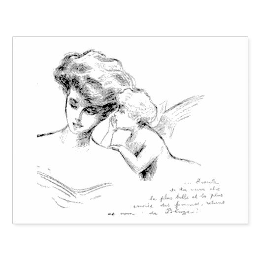 ヴィンテージフランスのエンジェル女子スフランスのクリプト ラバースタンプ (インプリント)