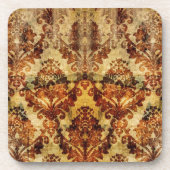 ヴィンテージフランスのオ素朴ンム秋ブラウンダマスク コースター (正面)