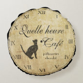 ヴィンテージフランスのカフェ時計枕 ラウンドクッション (裏面)