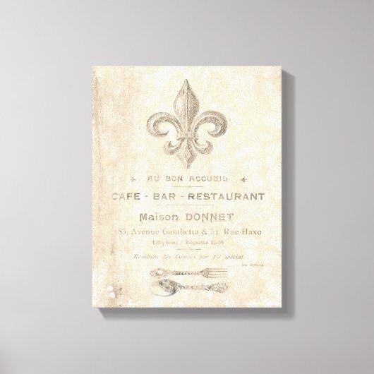 ヴィンテージフランスのカフェ標識ストレッチ帆布 キャンバスプリント (正面)