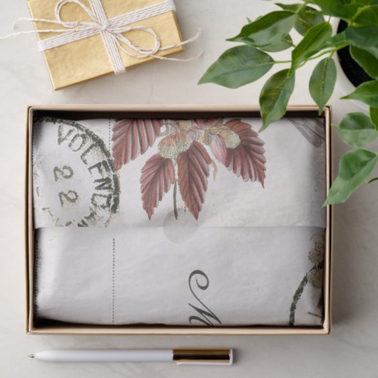 ヴィンテージフランスのカルテポストアーレバードバタフライリーフ 薄葉紙 (ギフト)