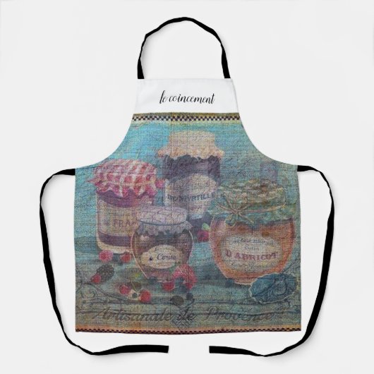 ヴィンテージフランスのカントリーがジャムジャースカスタム エプロン (正面)