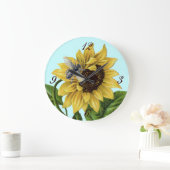 ヴィンテージフランスのカントリーひまわりミツバチ ラージ壁時計 (ホーム)