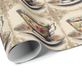 ヴィンテージフランスのカントリーフローラティーカップ ラッピングペーパー (ロールコーナー)