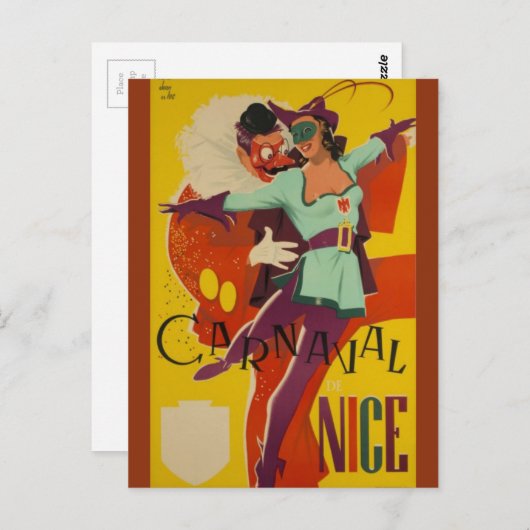 ヴィンテージフランスのカーニバル ポストカード (正面/裏面)