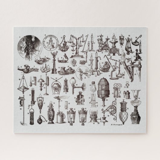 ヴィンテージフランスのガス照明イラストレーション ジグソーパズル (横)