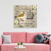 ヴィンテージフランスのガーデンの鳥のステッチキャンバス キャンバスプリント (インサイチュ (リビング))