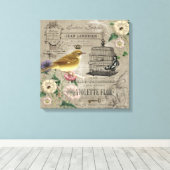 ヴィンテージフランスのガーデンの鳥のステッチキャンバス キャンバスプリント (インサイチュ (ウッドフロア))