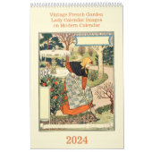 ヴィンテージフランスのガーデンモダンレディ カレンダー (カバー)