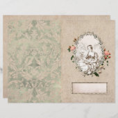 ヴィンテージフランスのガールバラ銘板ジャーナルページ (正面/裏面)