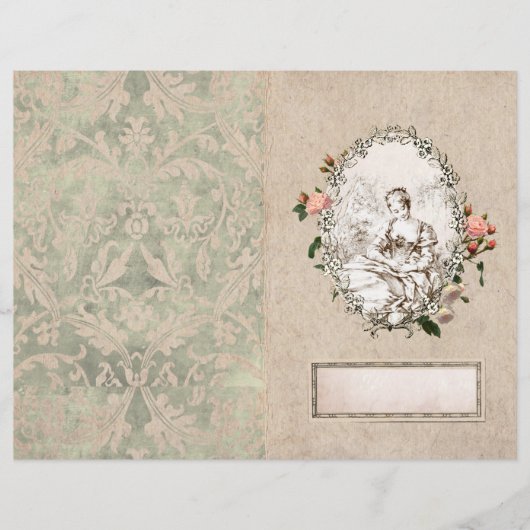 ヴィンテージフランスのガールバラ銘板ジャーナルページ (正面)