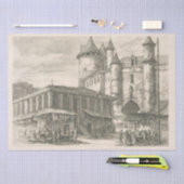 ヴィンテージフランスのキャッスルエッチングパリデコペ 薄葉紙 (クラフト)