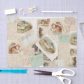 ヴィンテージフランスのキャットハガキティッシュペーパー 薄葉紙 (クラフト)