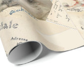 ヴィンテージフランスのキャットポストカードクリスマスホリー ラッピングペーパー (ロールコーナー)