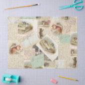 ヴィンテージフランスのキャットポストカードティッシュペーパー(大) 薄葉紙 (クラフト)