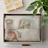 ヴィンテージフランスのキャットポストカードティッシュペーパー(大) 薄葉紙 (ギフト)