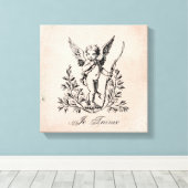 ヴィンテージフランスのキュピッド引き伸ばしキャンバス キャンバスプリント (インサイチュ (ウッドフロア))