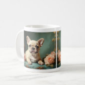 ヴィンテージフランスのキュートブルドッグポートレート子犬 コーヒーマグカップ (正面左)
