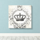 ヴィンテージフランスのクラウンの引き伸ばしキャンバス キャンバスプリント (インサイチュ (ウッドフロア))