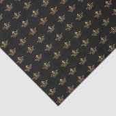 ヴィンテージフランスのクラウン金属金ゴールドパターンブラック 薄葉紙 (詳細)