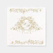 ヴィンテージフランスのクラシックエレガント金ゴールド結婚フローラ スタンダードカクテルナプキン (正面)