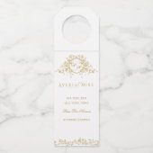 ヴィンテージフランスのクラシックエレガント金ゴールド結婚フローラ ボトルネックタグ (正面)