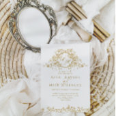 ヴィンテージフランスのクラシックエレガント金ゴールド結婚フローラ 招待状