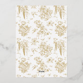 ヴィンテージフランスのクラシックエレガント金ゴールド結婚フローラ 箔招待状 (裏面)