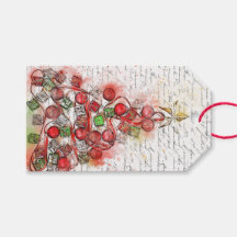 ヴィンテージフランスのクリスマスツリー（水彩）