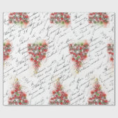 ヴィンテージフランスのクリスマスツリー(水彩) ラッピングペーパー (フラット)