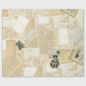 ヴィンテージフランスのクリスマスポストカードコラージュ ラッピングペーパー (フラット)