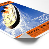 ヴィンテージフランスのクルーズ船渡航旅行 ポスター (角)