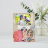 ヴィンテージフランスのゲイレズビアン結婚式RSVPと写真 インビテーションポストカード (スタンド正面)