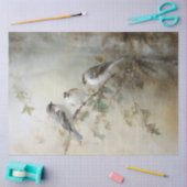 ヴィンテージフランスのコテージの鳥の切り離し 薄葉紙 (クラフト)