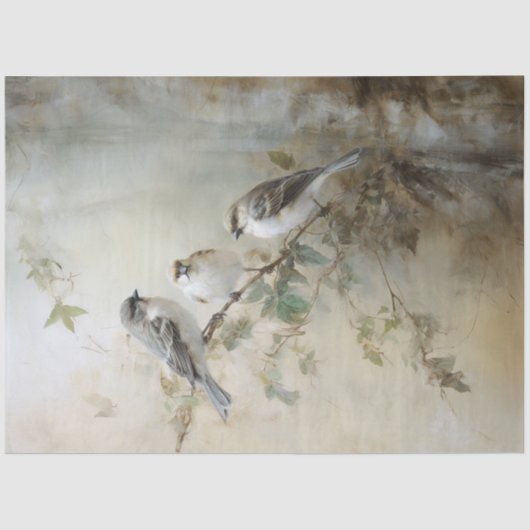 ヴィンテージフランスのコテージの鳥の切り離し 薄葉紙 (正面)