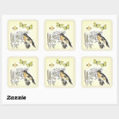 ヴィンテージフランスのコラージバードバタフライフルーア スクエアシール (シート)