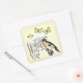 ヴィンテージフランスのコラージバードバタフライフルーア スクエアシール (封筒)