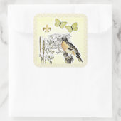 ヴィンテージフランスのコラージバードバタフライフルーア スクエアシール (バッグ)