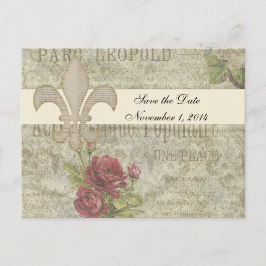 ヴィンテージフランスのコラージュ日付の保存 案内ポストカード (正面)