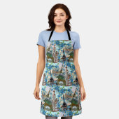 ヴィンテージフランスのコラージュ エプロン (着用した状態)