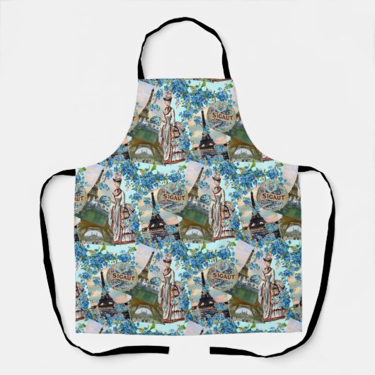 ヴィンテージフランスのコラージュ エプロン (正面)