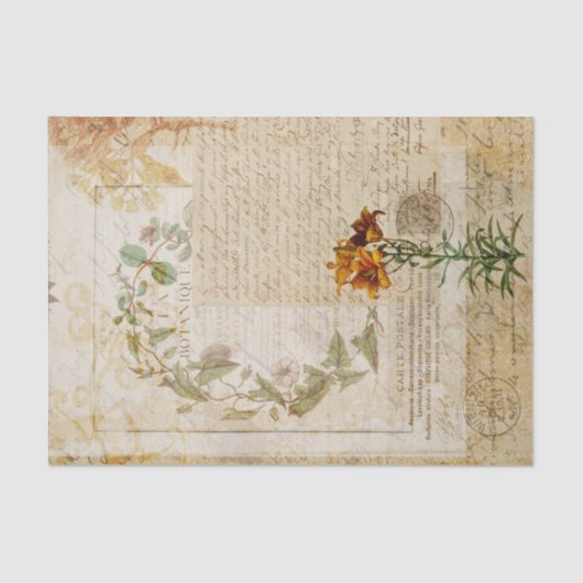 ヴィンテージフランスのコラージュ 薄葉紙 (正面)