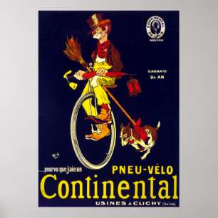 ヴィンテージフランスのコンチネンタル自転車タイヤピエロ ポスター
